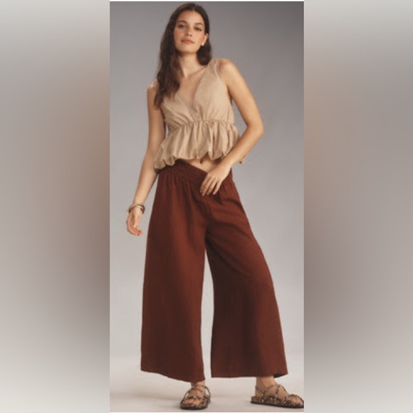 Anthropologie The Somerset Pull-On Pants: LINEN Wide Leg Size: XLT -27” Inseam - Picture 1 of 8